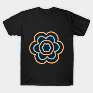 Orange and light blue flower T-Shirt